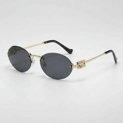 Oval Sunglasses with Gold Finish