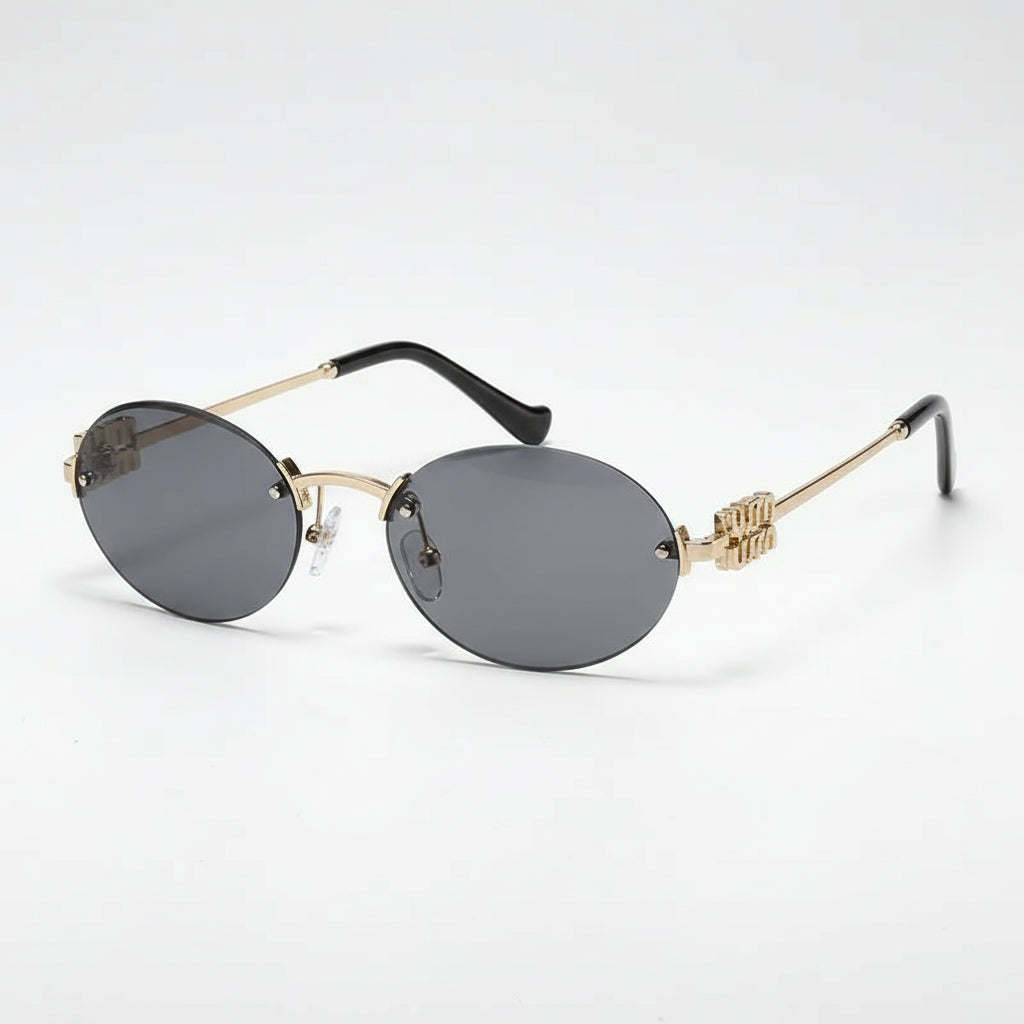 Oval Sunglasses with Gold Finish
