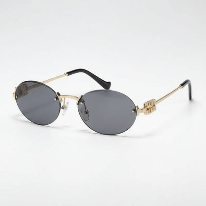 Oval Sunglasses with Gold Finish