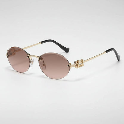 Oval Sunglasses with Gold Finish