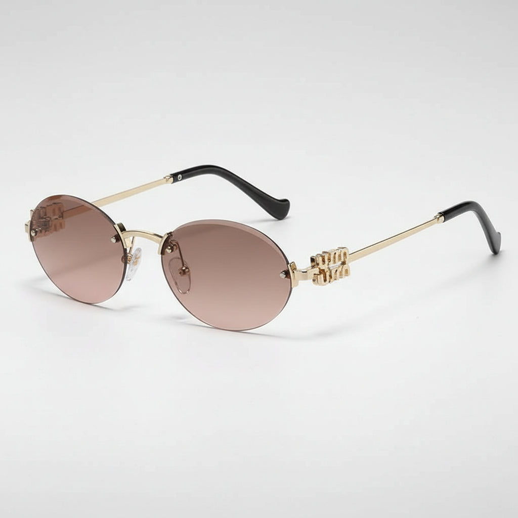 Oval Sunglasses with Gold Finish