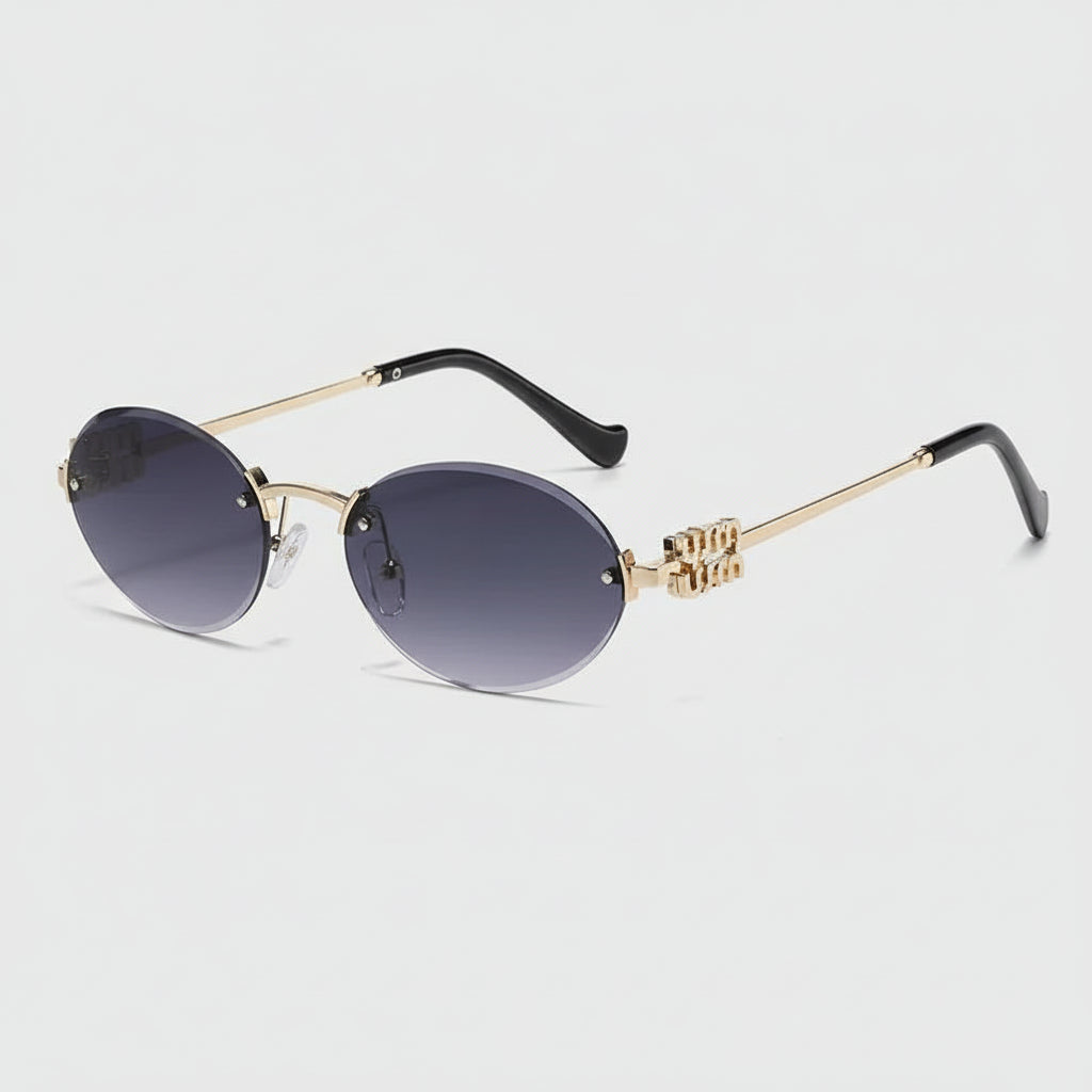 Oval Sunglasses with Gold Finish