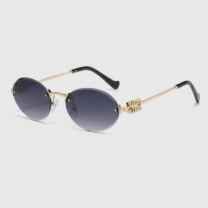 Oval Sunglasses with Gold Finish