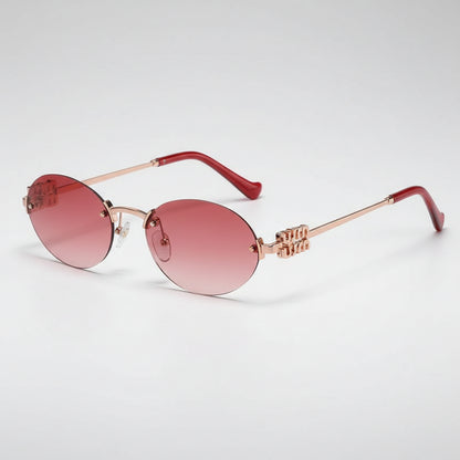 Oval Sunglasses with Gold Finish