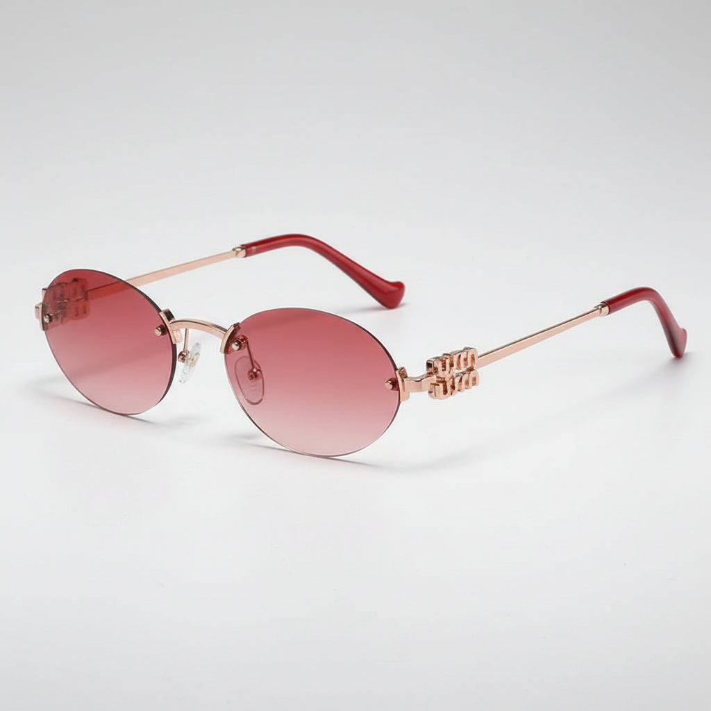 Oval Sunglasses with Gold Finish
