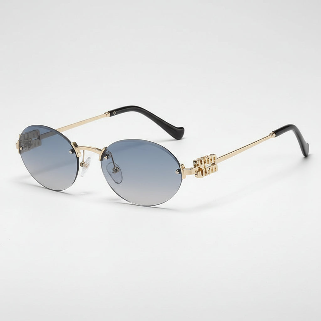 Oval Sunglasses with Gold Finish