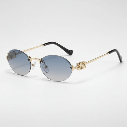 Oval Sunglasses with Gold Finish